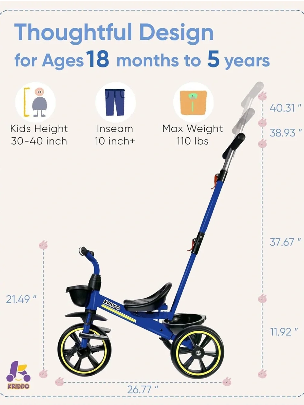KRIDDO blue tricycle